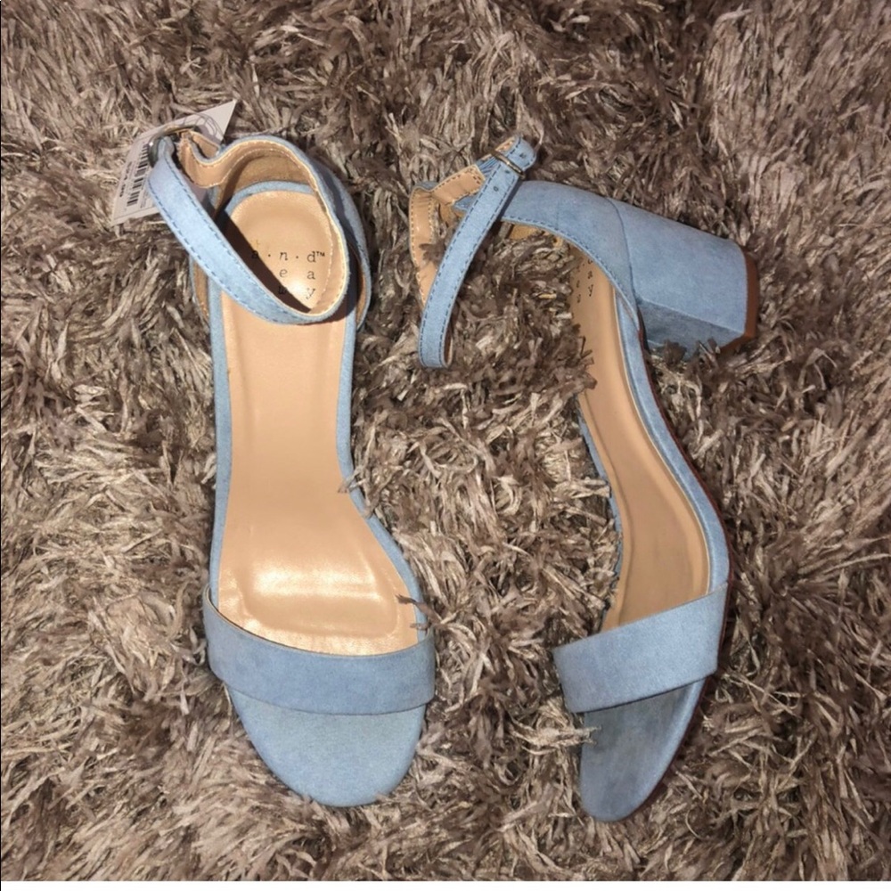Tiffany Blue Suede Short Block Heels